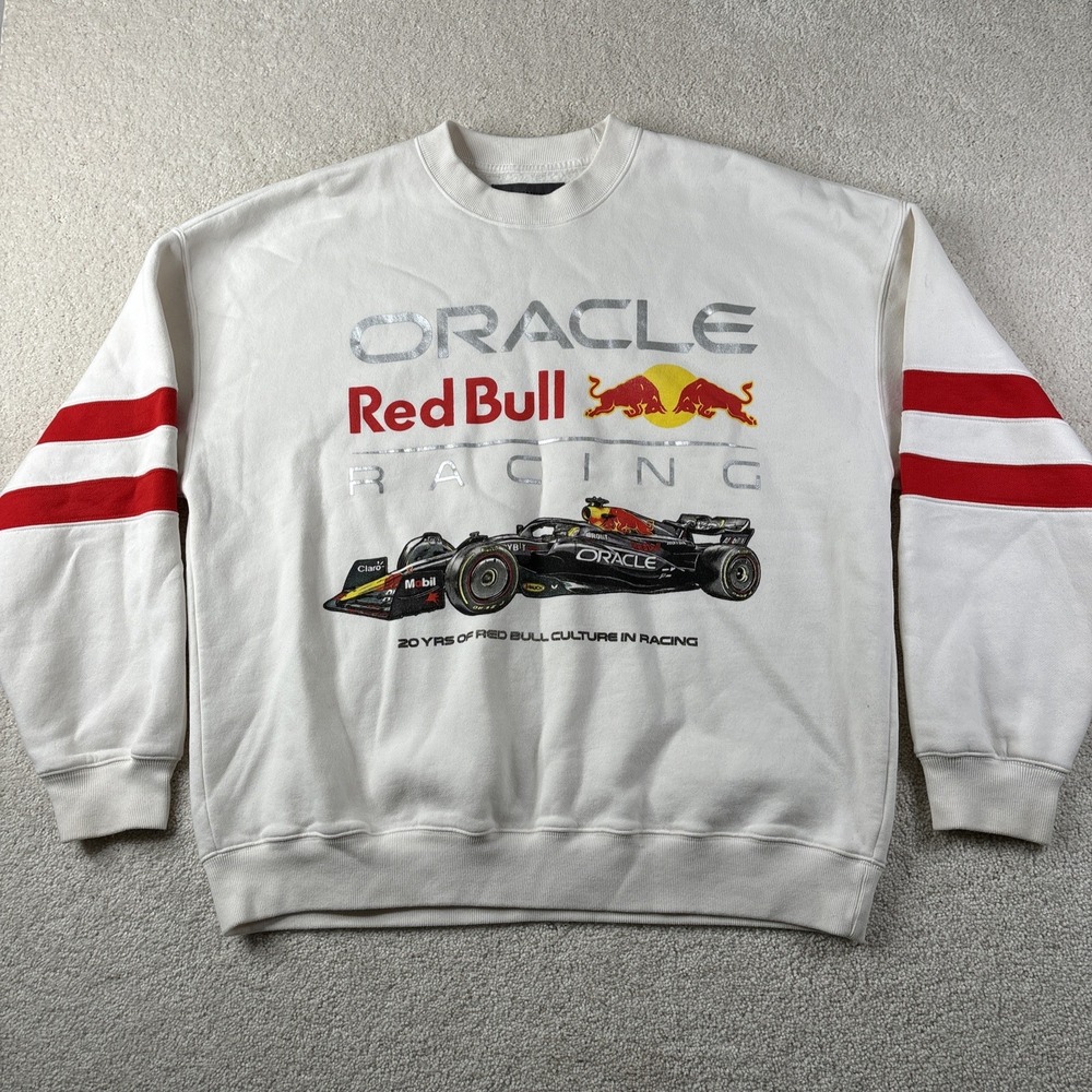 Abercrombie Fitch Red Bull Racing Sweatshirt Men's Large White Loungewear